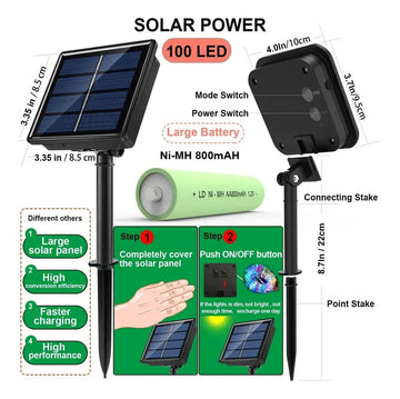 Luz Led Solar Navideña, Manguera X 12 Metros Y 100 Leds Multicolor