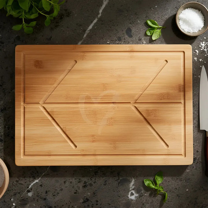 Tabla De Cortar Picar En Madera Bamboo Cocina 40x28 Cm Lisa Con Ranuras