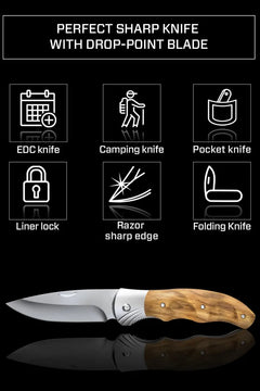 Para Hombre - Cuchillo De Bolsillo Plegable Con Mango De Mad