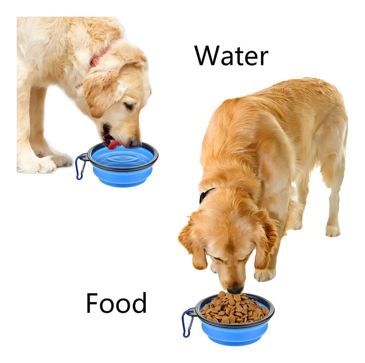 Plato De Goma Plegable Portátil De Mascotas Perro Y Gato Color Negro