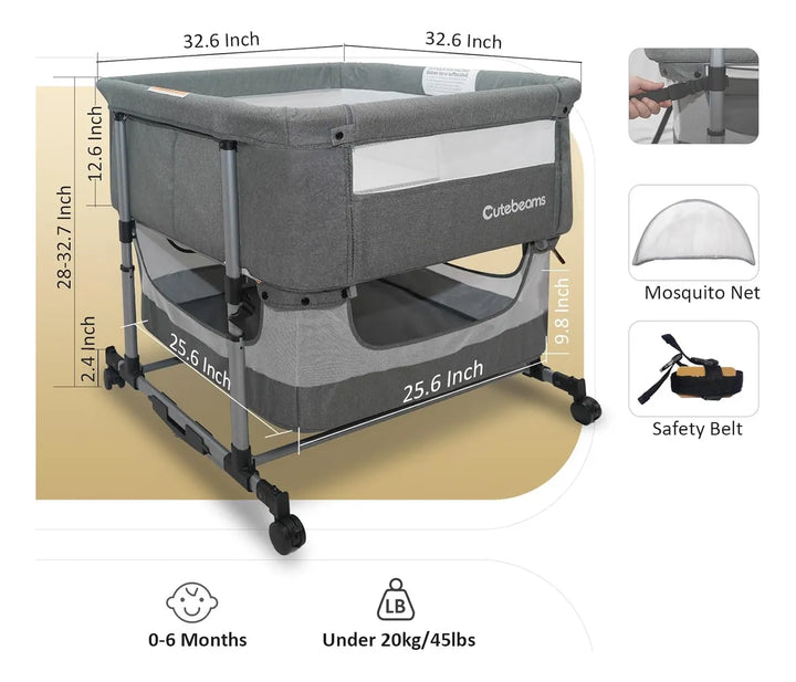 Cuna Gemelar 3 En 1, Ultra Flexible Y Segura
