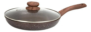 Sartén 24 Cm Bronce Free Home Antiadherente Tapa De Vidrio