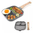 Sarten Antiadherente 3 Puestos Cocina Huevos Arepas Gris