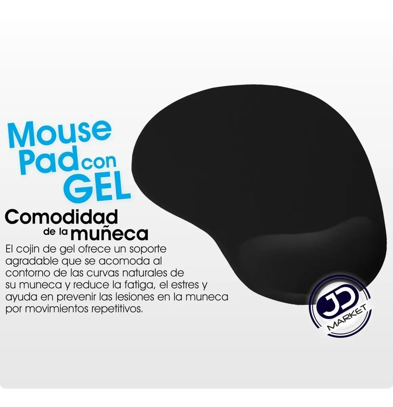 Pad Mouse Ergonómico Con Apoyo En Gel Para La Muñeca - Negro