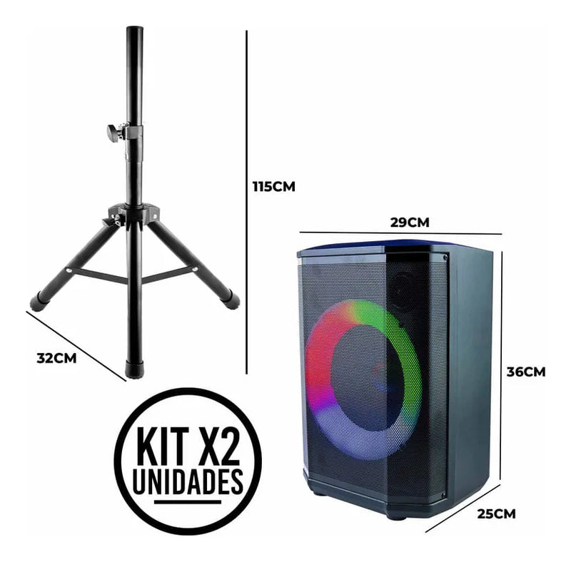 Combo Sonido Total Bafle 8 Recargable Con Soporte Trípode
