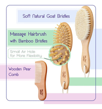 Juego De Cepillo Y Peine Para Bebes Suaves Y Naturales.