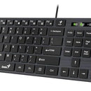 Teclado Genius SlimStar QWERTY Membrana español color negro con luz no