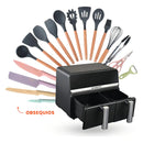 Freidora De Aire Nobelsound Air Fryer Doble Bandeja Con Utensilios Cuchillos Incluidos