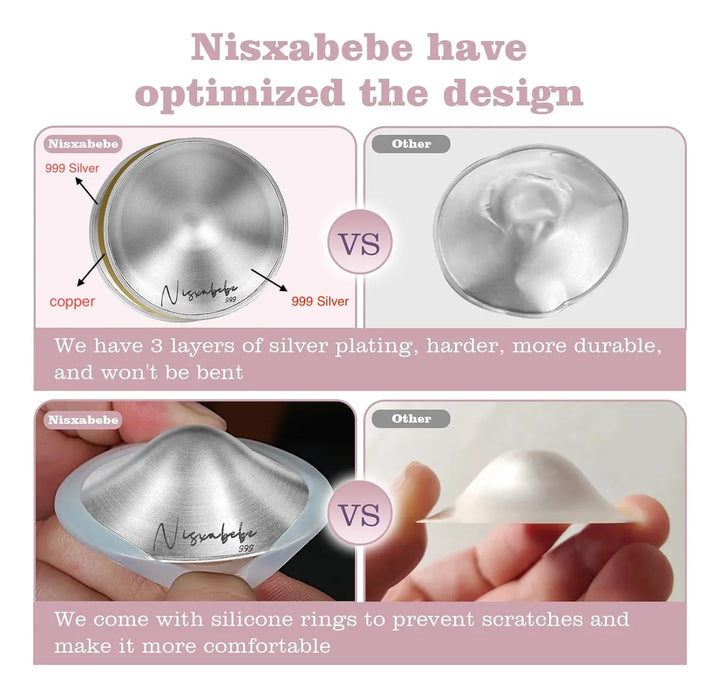 Nisxabebe Las Copas De Lactancia Originales De Plata, Protec