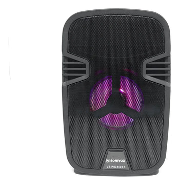 Parlante Portátil Mini Cabina Bluetooth Luz Led Radio Fm Color Negro