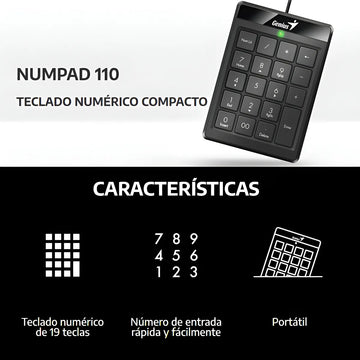 Teclado Numerico Genius Numpad 110 Usb Pc Negro Inclinable