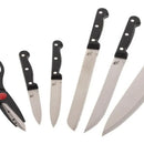Set 5 Cuchillos En Acero + Tijera Con Base En Madera Just Hc