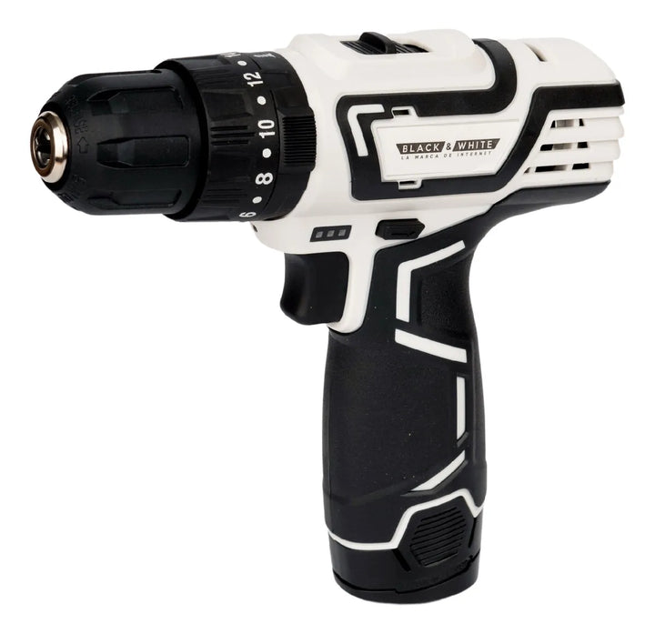 Taladro Percutor Atornillador Inalambrico 3/8” Black&white - Blanco/negro - 60hz