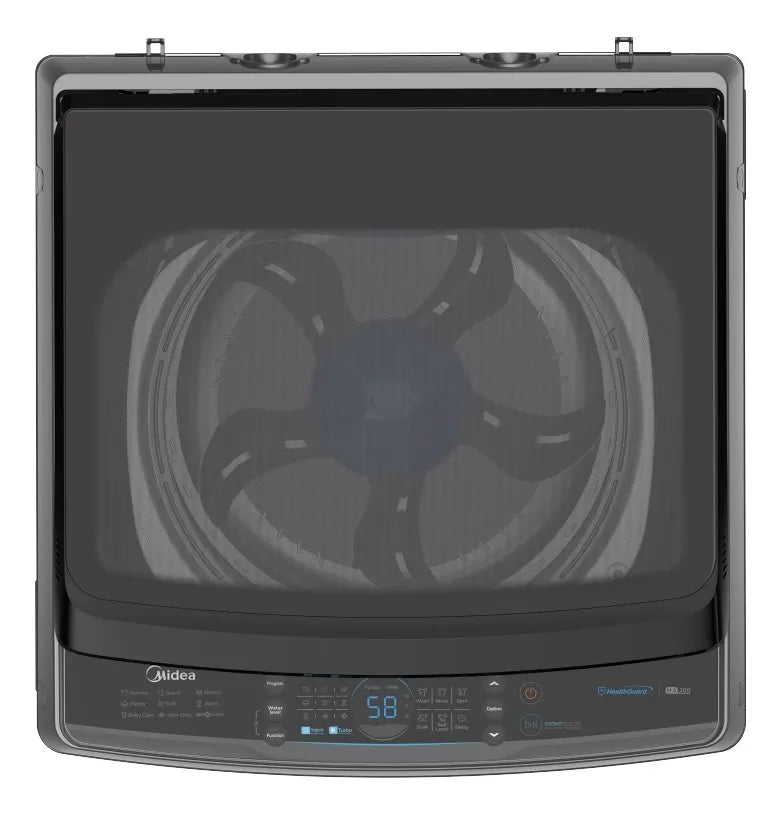 Lavadora Carga Superior 10 Kg Gris Acero Inoxidable Midea