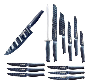 Set Cuchillos Acero Inoxidable Azul Diamond 14 Piezas