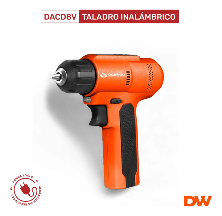 Taladro Atornillador Inalámbrico 8v Daewoo Dacd8v 10mm Naranja 50 Hz/60 Hz
