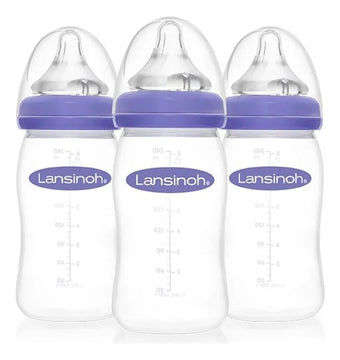 Set 3 Biberones Lansinoh Naturalwave 8 Onzas 3m Flujo Medio Color Blanco