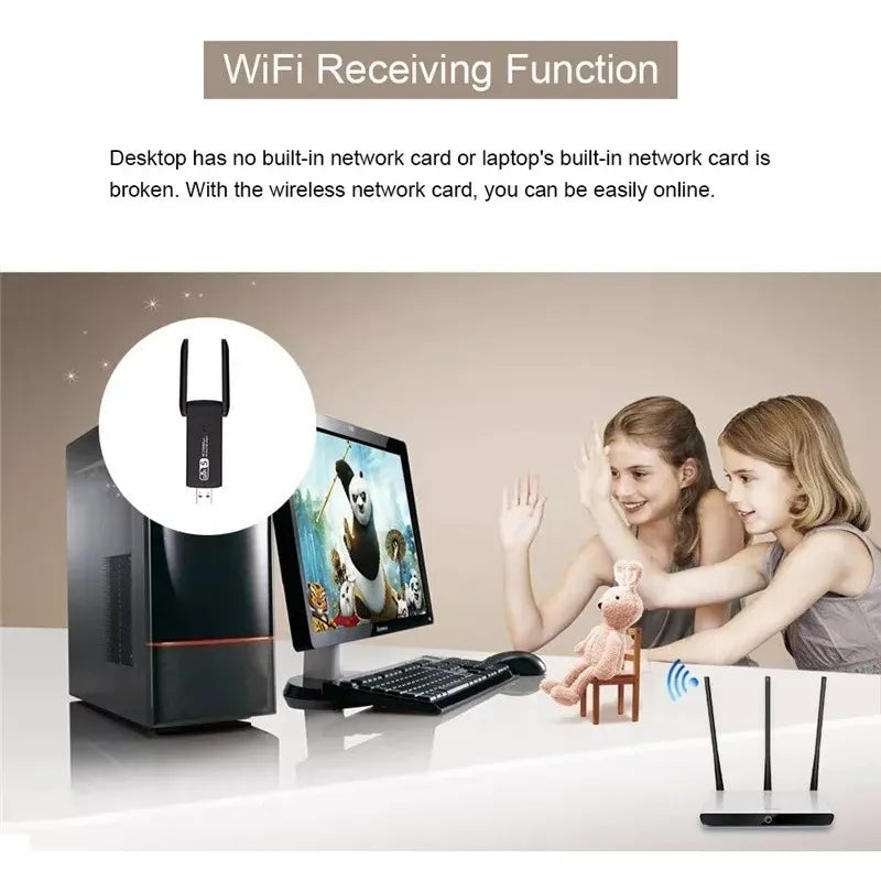 Adaptador Wifi Usb 3.0 Doble Banda 2.4/5g 1300 Mbps