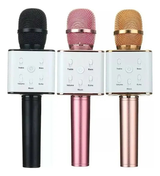 Microfono Inalambrico Karaoke Recargable Con Luz Led Color ! Color Amarillo