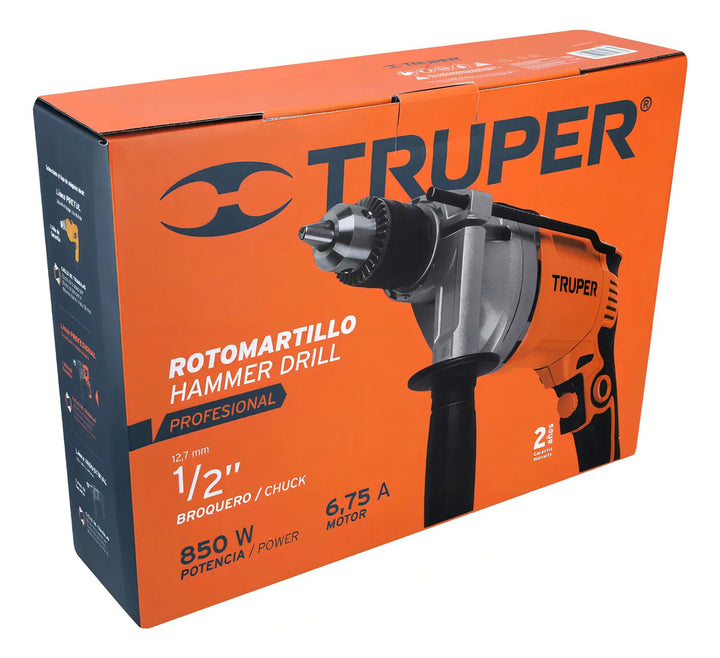 Taladro Rotomartillo 1/2 850 W, Profesional, Truper 14659 Color Gris Frecuencia 60 110V