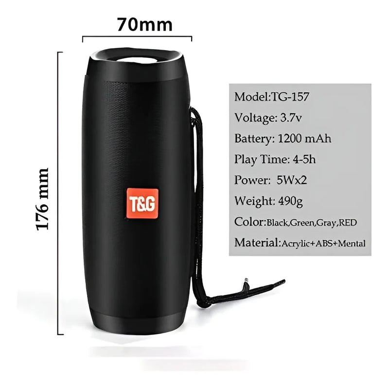 Altavoz Bluetooth Portátil Tg117 (negro) Impermeable Por R. Color Negro