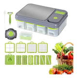 Cortador De Verduras Mandolina 28 En 1 Estación Preparación Gris