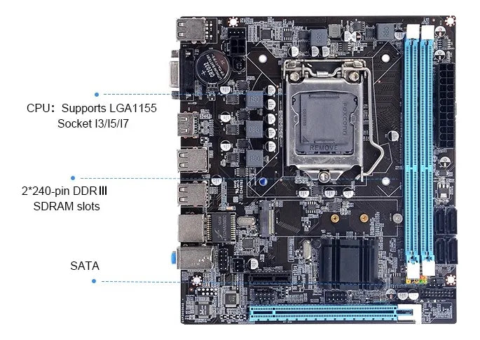 Tarjeta Madre H61 Socket 1155 6 Usb Hdmi Puerto Nvm Nueva Negro