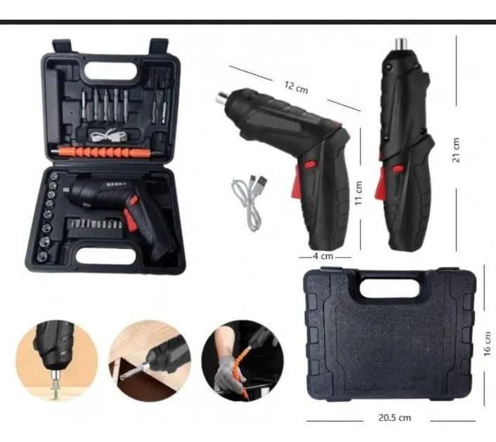 Destornillador Inalambrico Electrico 47 En 1 Recargable Exte - Negro