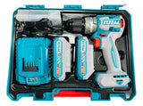 Taladro Inalámbrico Total 1/2 Percutor 20v 2 Baterías Maleta - Turquesa