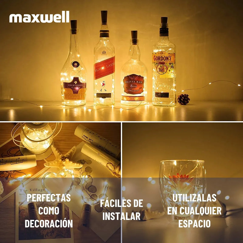 Luces Led Guirnalda Con Corcho Botella Hada X10 Unidades Calida
