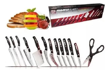 Set Kit Cuchillos Corte Profesionales X13 Piezas Rebana Pica Plateado