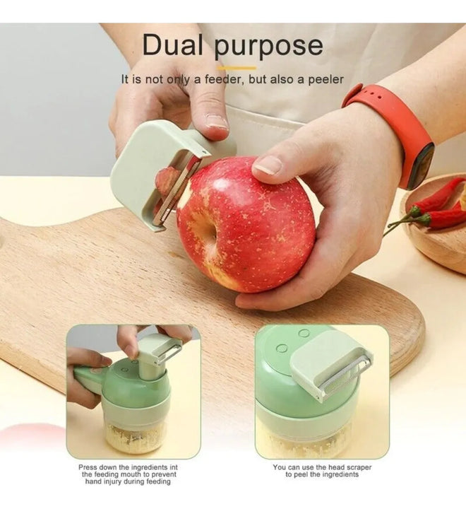 Cortador De Verduras 4 En 1 Picatodo Recargable Triturador