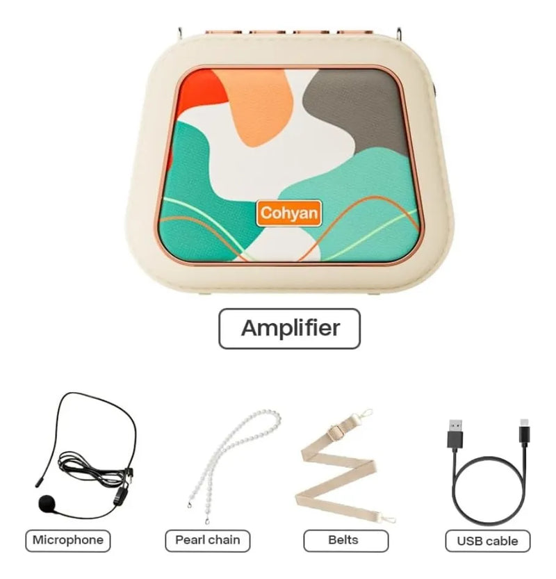 Amplificador De Voz Portátil Recargable Con Micrófono Profes Beige
