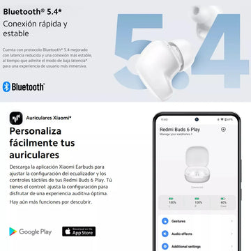 Xiaomi Redmi Buds 6 Play Audifonos Táctil Manos Libres Blanc Blanco