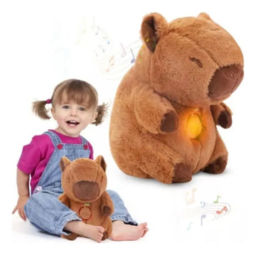 Peluche Capibara Que Respira Con Sonido De 25 Cm Café