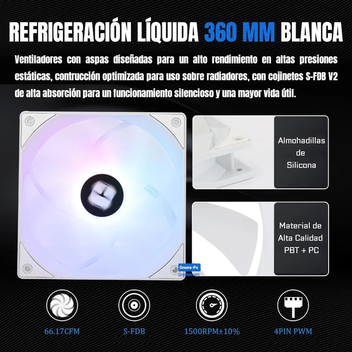 Enfriamiento Liquido Pc Cpu Ta 360 Argb Lga 1700 Am5 Blanco