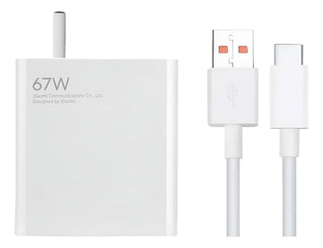 Cargador Celular Tipo C 67w Cable Carga Rápida Usb Teléfono Blanco