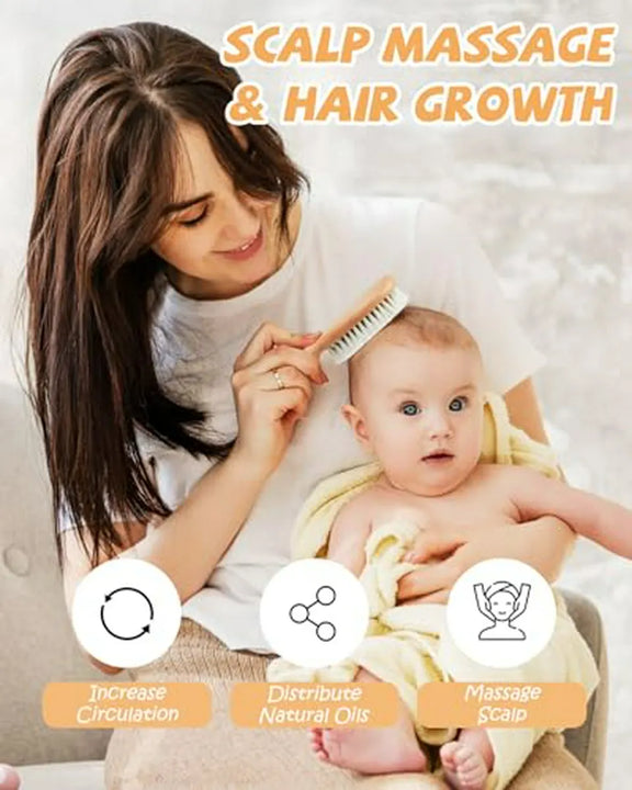 Cepillo De Pelo Para Bebé De Cerdas Naturales, Suave Y Delic