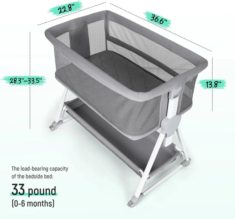 Cuna Lateral Ultra Silenciosa Con Colchón Lavable
