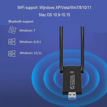 Adaptador Wifi 5ghz Usb 3.0 Dual 5g 1300mbps + Bluetooth 5.0
