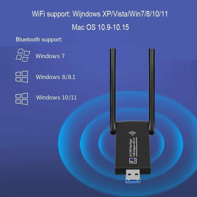 Adaptador Wifi 5ghz Usb 3.0 Dual 5g 1300mbps + Bluetooth 5.0