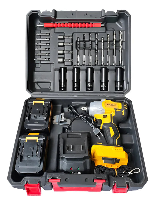 Pistola Llave De Impacto Inalámbrica De 1/2 Reversible 128v Amarillo