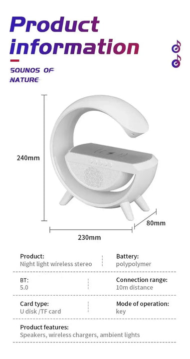 Bocina Bluetooth Altavoz Cargador Inalámbrico Led Rgb