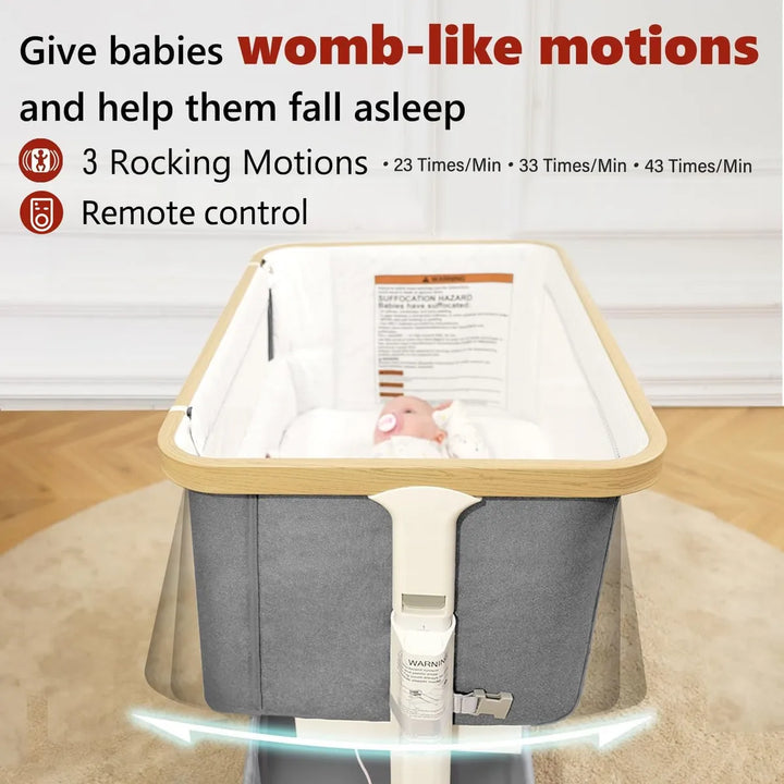 Moisés Mecedor Eléctrico Para Bebé 3 Velocidades Gris Oscuro