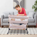Cuna 3 En 1 Portátil Ajustable Para Bebé Color Beige Claro