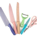 Set Cuchillos 6 Pzs Acero Inoxidable Mármol Mango Ergonómico Pastel