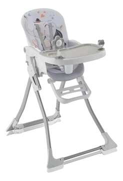 Silla Comedor Bebé Portátil 2 En 1 Con Juguetes Color Gris Elefante