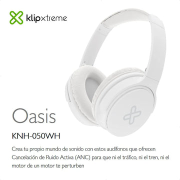 Manos Libres Bt Audífonos Anc, Klip Xtreme Oasis Knh-050wh Blanco