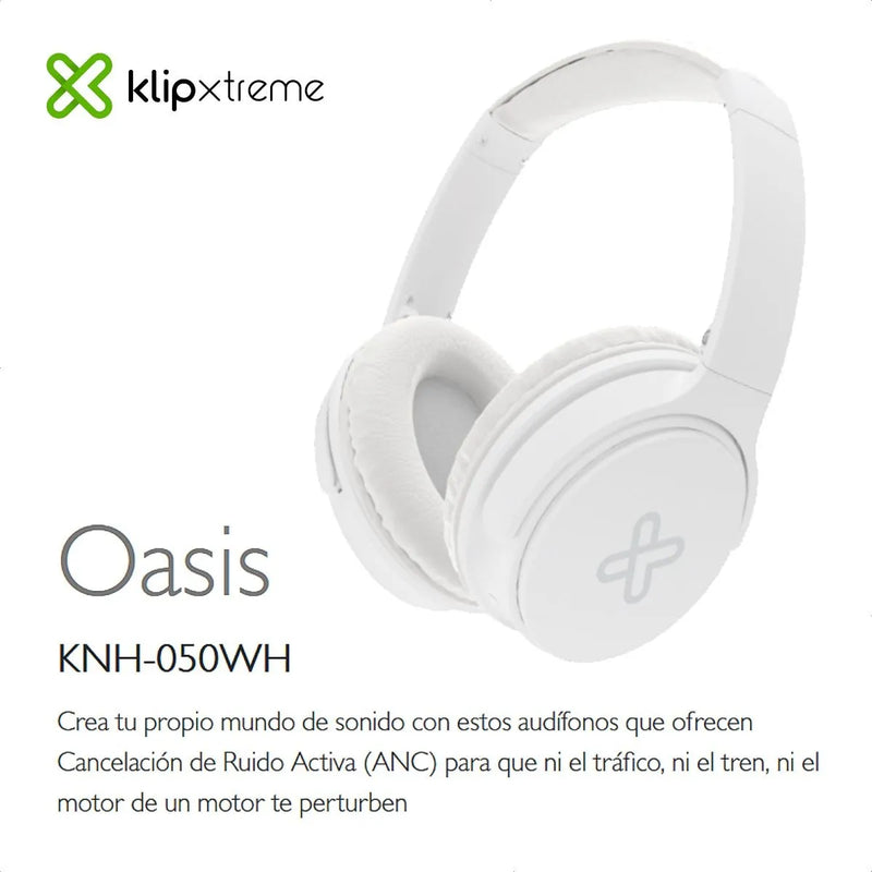 Manos Libres Bt Audífonos Anc, Klip Xtreme Oasis Knh-050wh Blanco