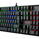 Teclado gamer Redragon Mitra QWERTY Outemu Blue español latinoamérica color negro con luz RGB